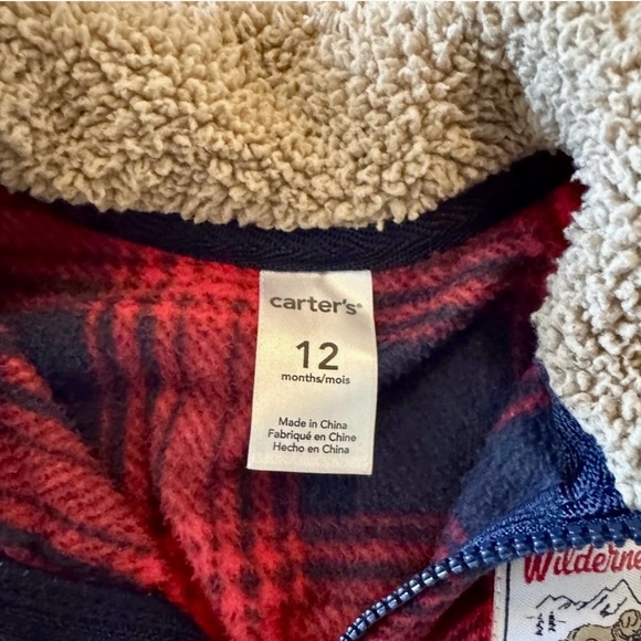 Carters- Red and Blue Plaid Fleece Vest, Size 12M - Picture 4 of 4